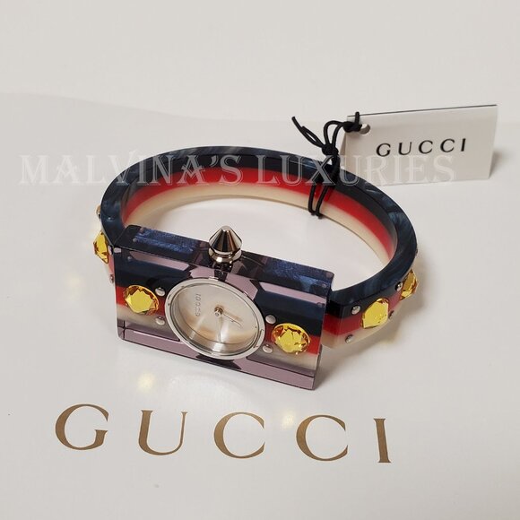 GUCCI WATCH YA143524 WEB BANGLE MOTHER OF PEARL JEWELS BEE main image 5